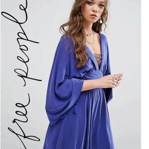 Free People Blue Kimono Tie Up Mini Dress Size 0
